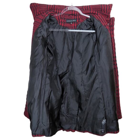 Ambiance Red Plaid Peacoat Jacket Twee Fitted Retro Puff Shoulder Coat Small - Picture 4 of 6